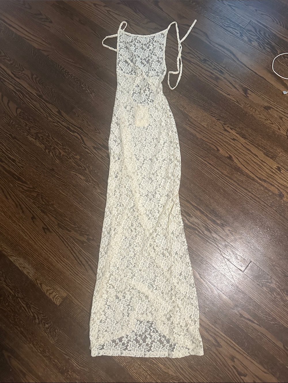 Peppermayo Ivory Floral Lace Maxi Dress with Tie Straps